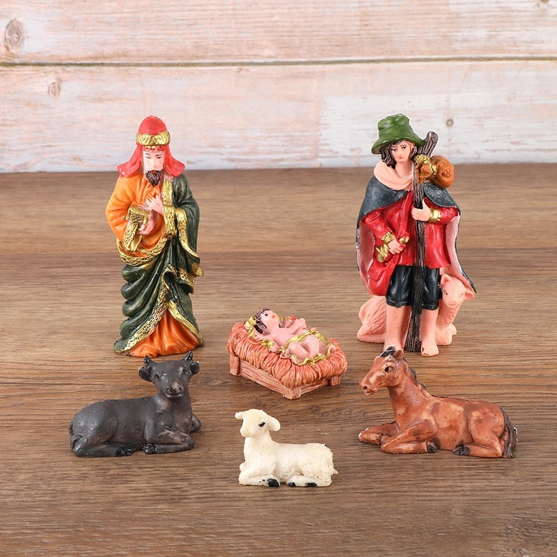 10-Piece Christmas Nativity Jesus Ornaments Set | Religious Holiday Resin Figurines | Christmas Decorations | Home & Garden