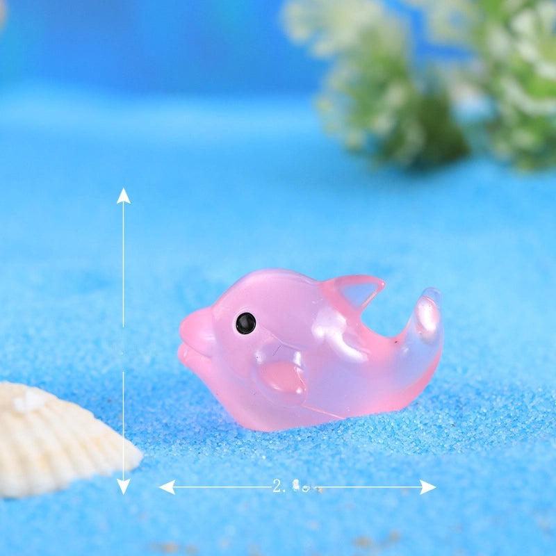 Colorful Luminous Dolphin Doll Pendant with Moss Micro Landscape Resin Jewelry | Creative Resin Jewelry