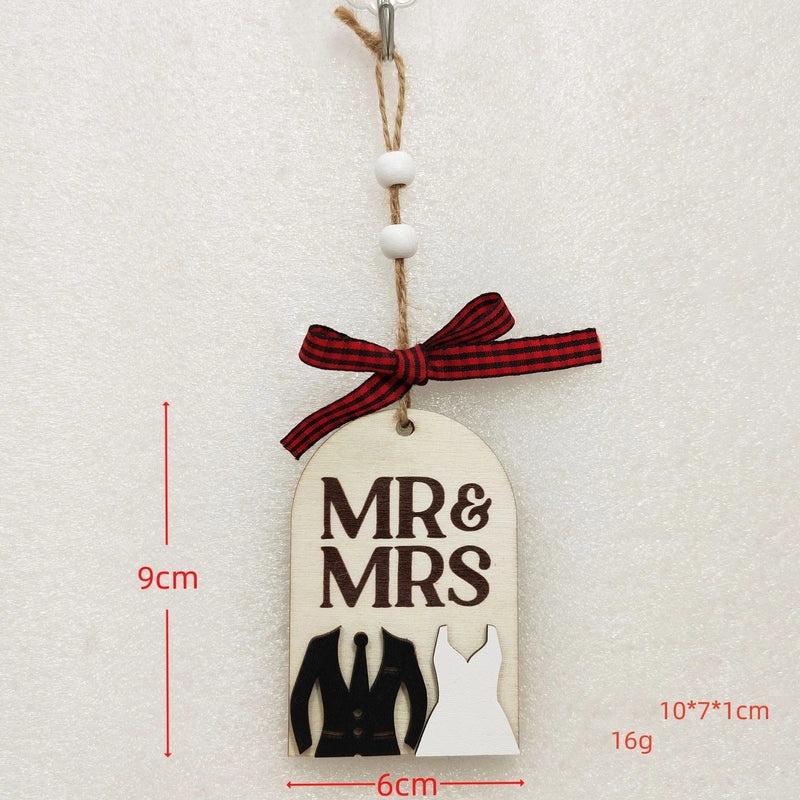 Christmas Wooden Letter House Bow Knot Hanging Ornaments for Indoor Holiday Party Decorations|Home Decor