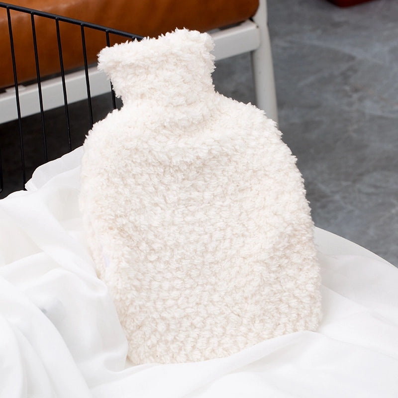 Vintage Plush Rubber Hot Water Bottle Thickened Soft Cover Water Injection Heating Bag Custom Logo Gift|Home & Living