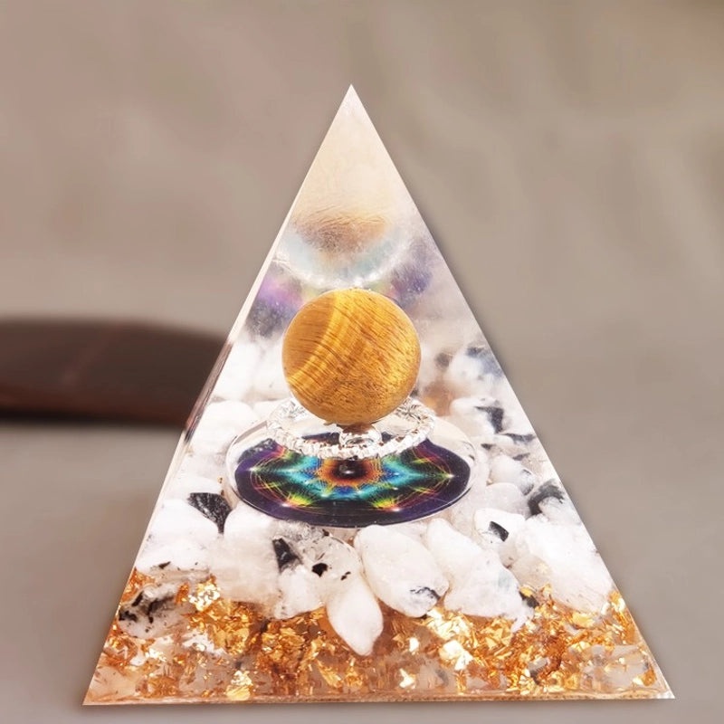 Set of 2 Chinoiserie Resin Crystal Pyramids Decorative Artificial Ornaments | Home Decor