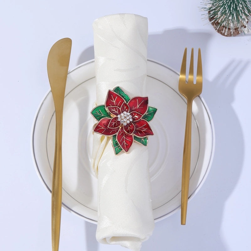 Elegant Floral Alloy Napkin Ring for Christmas Casual Dining | Tableware & Napkin Rings
