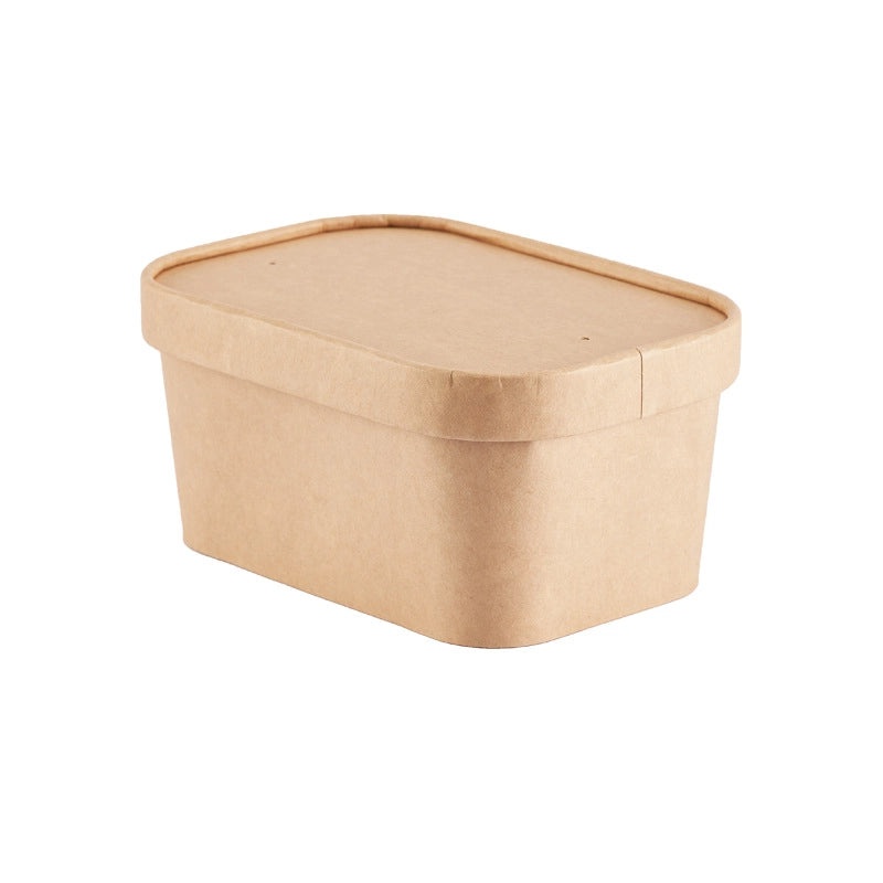 Disposable Kraft Paper Square Bowl Rectangular Lunch Box for Takeout Picnic Food Packaging|Eco-friendly Disposable Tableware