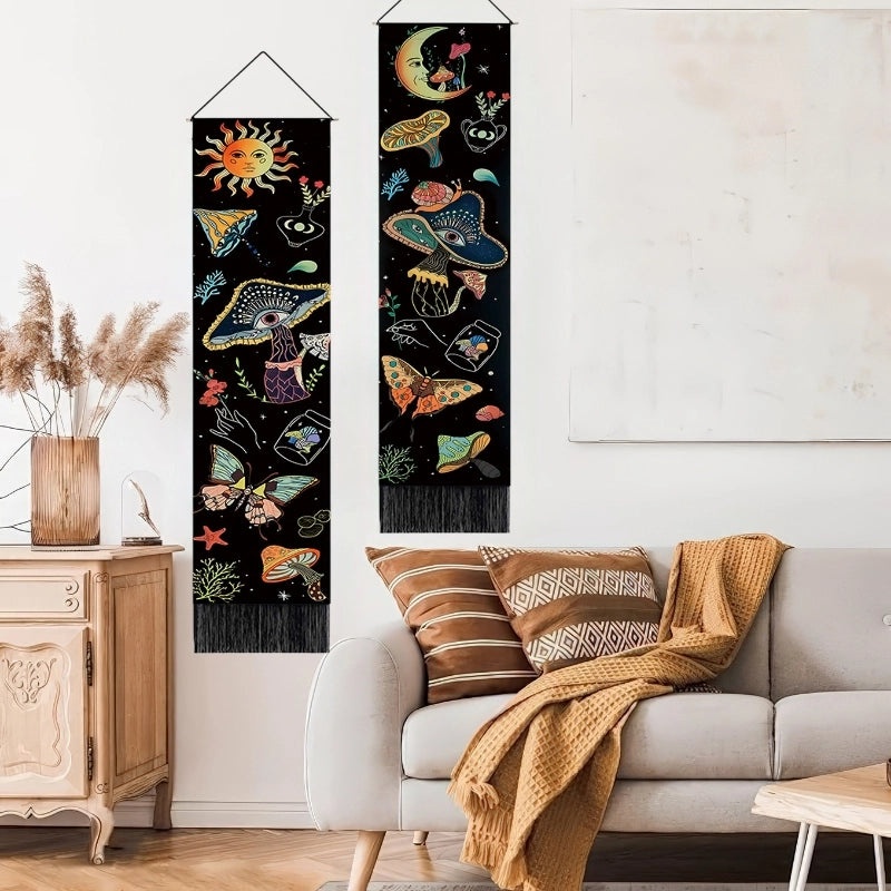 Bohemian Mushroom Tapestry Wall Art Cotton Linen Polyester Boho Decor|Home Decor