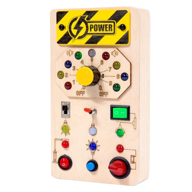 Children's Educational Wooden Busy Board with LED Light Switch | Early Learning Toys