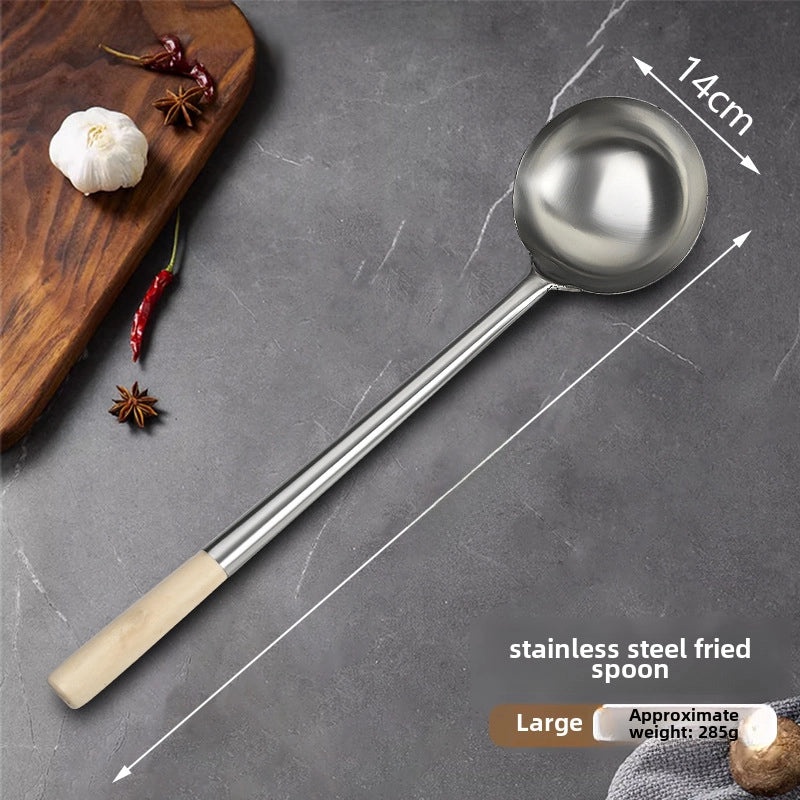 Stainless Steel Long Handle Spatula Chef Cooking Spoon Large Commercial Serving Porridge Spoon|Kitchen Utensils