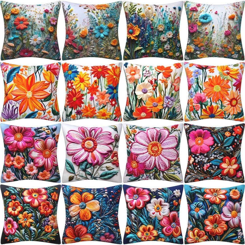 Elegant Minimalist Floral Polyester Pillow Covers for Couch and Sofa Decor|Home Decor & Living Room Accessories