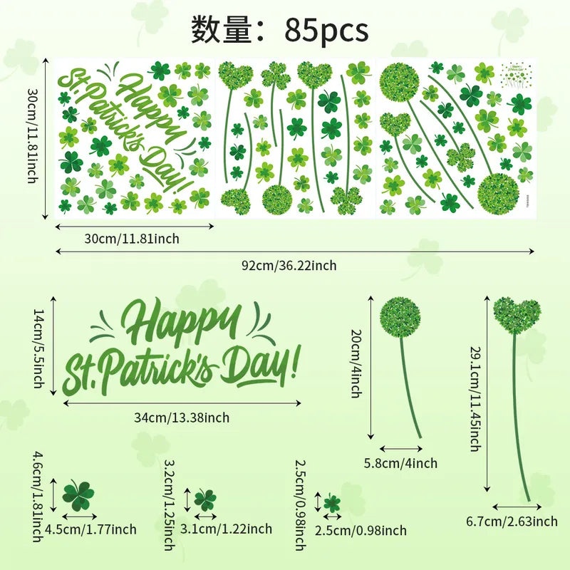 St. Patrick's Day Shamrock Cartoon PVC Wall Decor|Home Decor