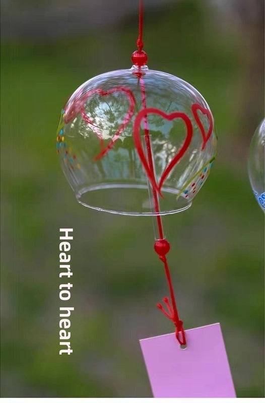 Handmade Painted Glass Pendant with Creative Pattern Wind Chimes Japanese Craft Style | Home Decor & Crafts