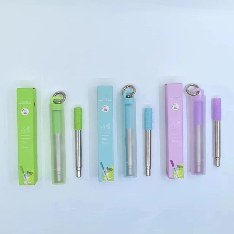 Explosions Stainless Steel Telescopic Straw Set with Cleaning Brush | Reusable Eco-Friendly Portable Drinkware Accessories