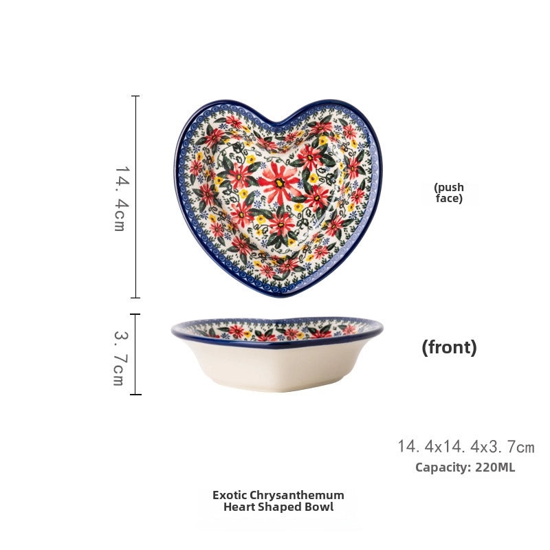 Vintage Polish Ceramic Tableware Set | Household Creative Rice, Soup, Noodle Bowls & Double Ear Plates | Kitchen Dining Dishes Set|Ceramics & Pot