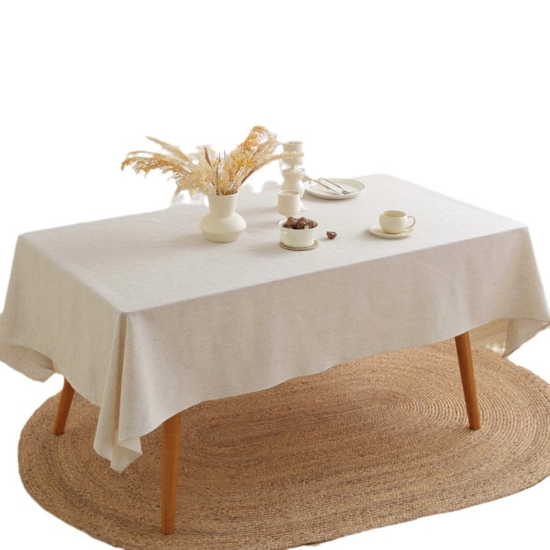 Le Xuan Nordic Simple Plain Color Polyester Linen Rectangular Tablecloth|Home Decor Tablecloths