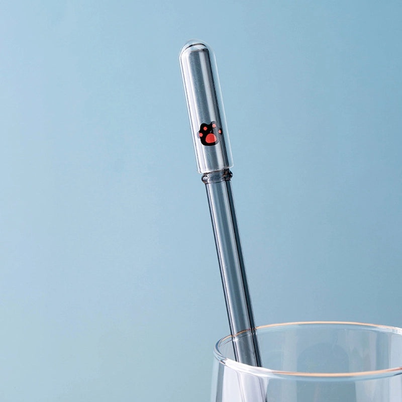Adorable Animal and Fruit Borosilicate Glass Straw with Decorative Cap | Drinkware Accessories