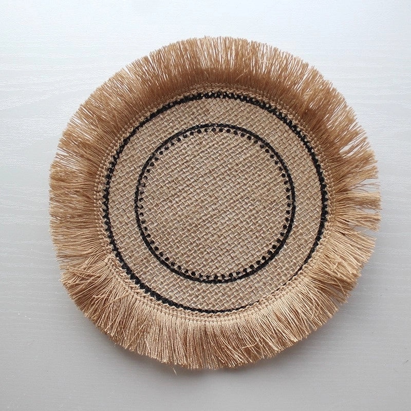 Baroque Inspired Solid Color Jute Placemat Single Piece|Home Decor & Tableware