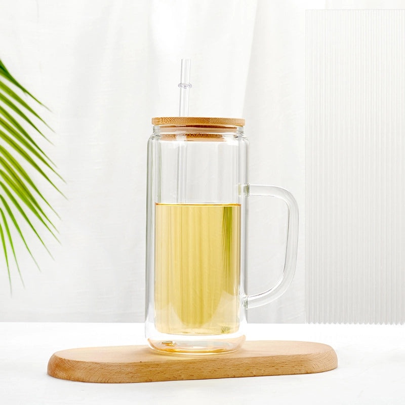 Mason Cup with Bamboo Lid and Straw|Outdoor Drinkware