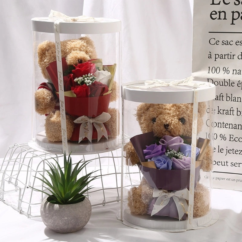 Soap Flower Bear Gift Box Romantic 520 Valentine's Day Birthday Present Adorable Teddy Bear Doll|Gifts & Accessories