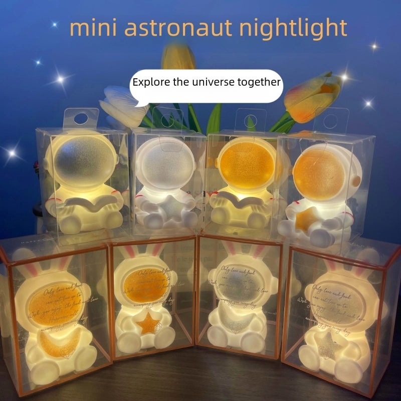 Astronaut Rabbit Night Light Cartoon Desktop Decoration Creative Gift for Kids Birthday Kindergarten|Home Decor & Lighting