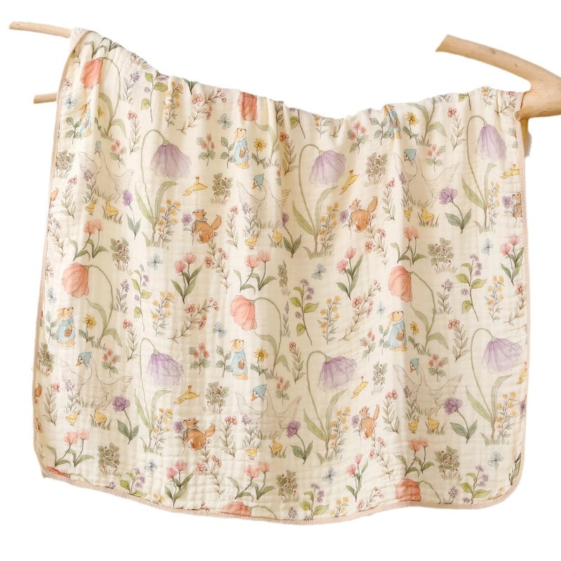 Double Layer Cotton Cartoon Baby Bath Towel Soft Gauze Blanket Multi-Use Air Conditioning Quilt|Baby Bath & Bedding