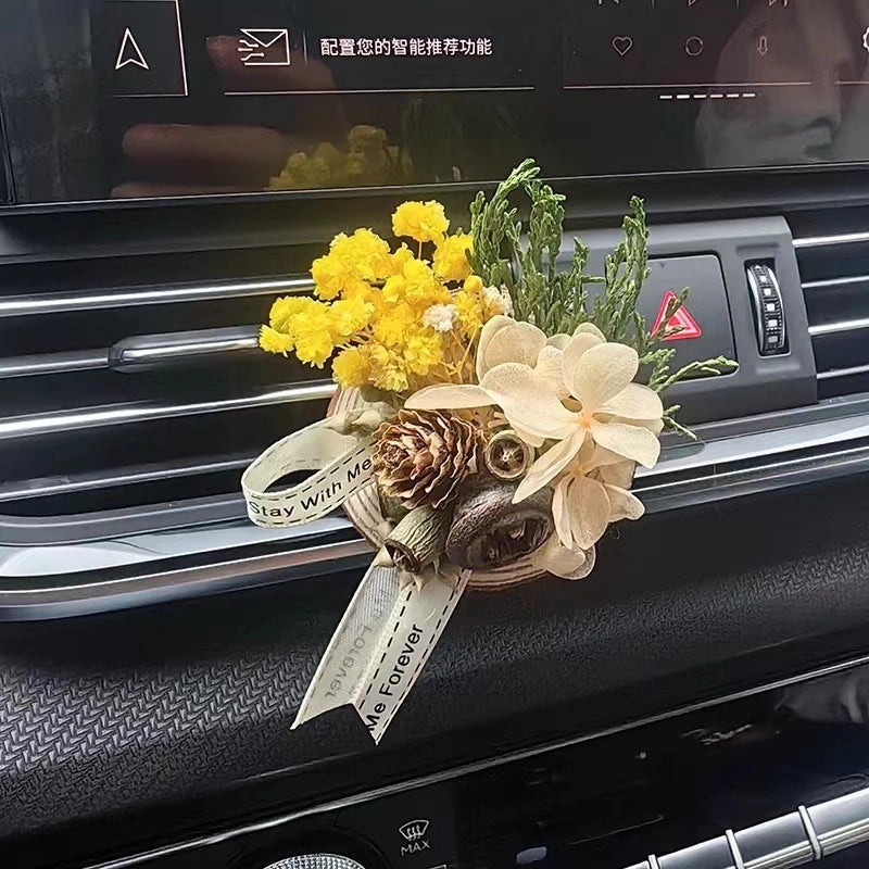 Pine Dried Flower Car Vent Clip Aromatherapy Decoration DIY Plant Gift for Friends|Car Accessories