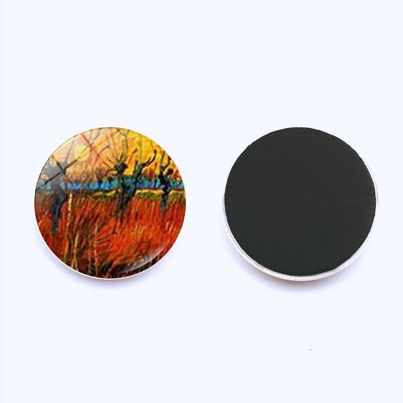 Van Gogh Starry Night Crystal Glass Refrigerator Magnets 25mm Creative Home Decor Stickers|Home & Kitchen Accessories