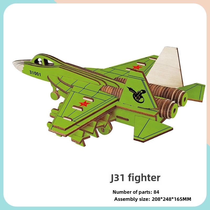 Handmade Wooden 3D Aircraft Model Puzzle for Kids | Toys & Games