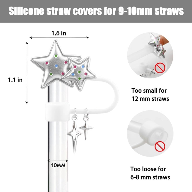 Adorable Star Bow Knot Silicone Straw Cap Set|Drink Accessories