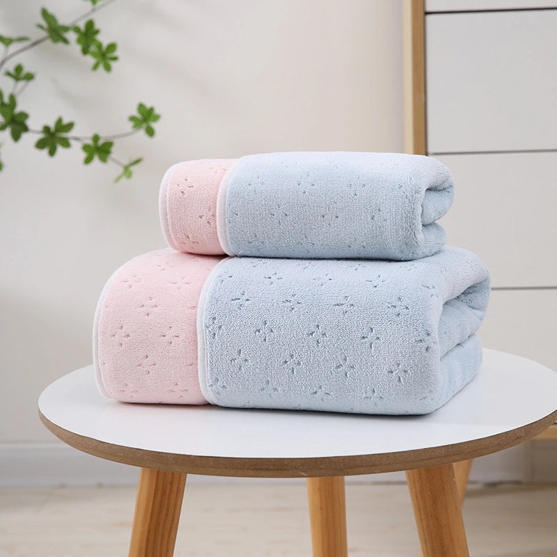 Casual Color Block Daisy Coral Fleece Bath Towels Soft Absorbent Bathroom Towels|Home & Kitchen > Bath > Towels