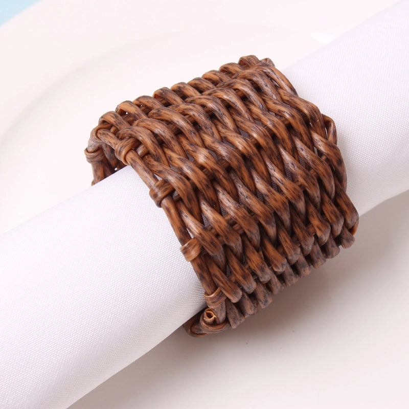 Natural Hemp Rope Napkin Rings - Set of 6 Casual Solid Color Holders | Home & Dining Table Accessories