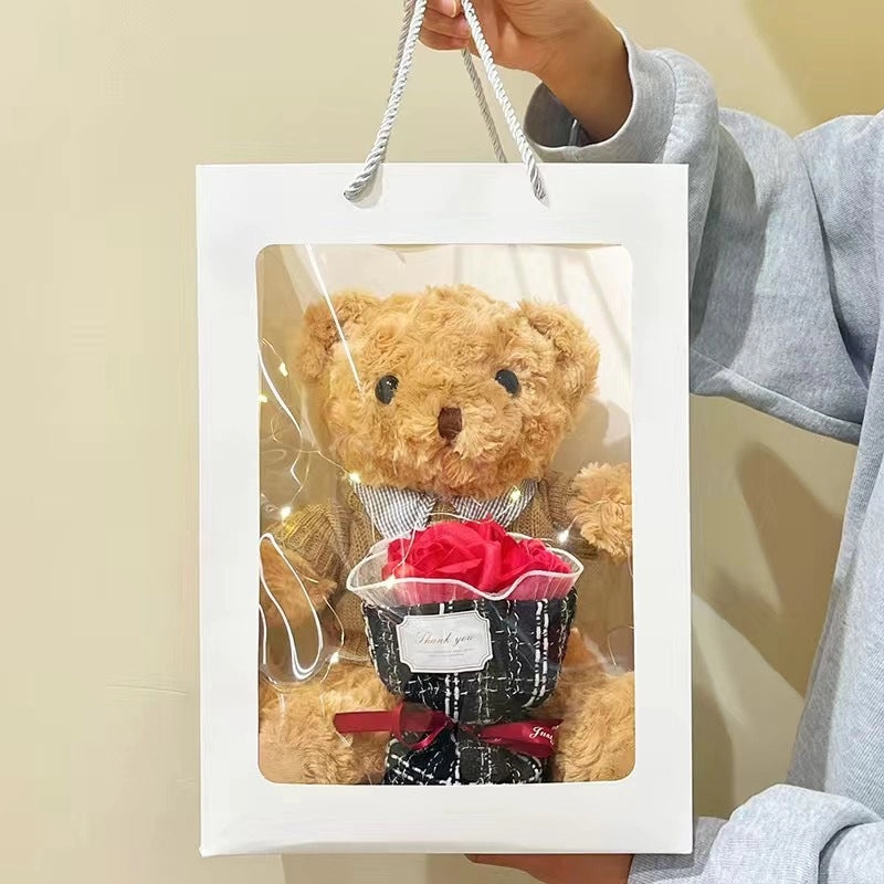 Soap Flower Bear Gift Box Romantic 520 Valentine's Day Birthday Present Adorable Teddy Bear Doll|Gifts & Accessories