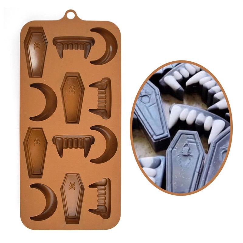 Halloween Pumpkin Wine Bottle Chocolate Mold Soft Candy Dessert Silicone Vampire Teeth Mold | Halloween Baking Molds