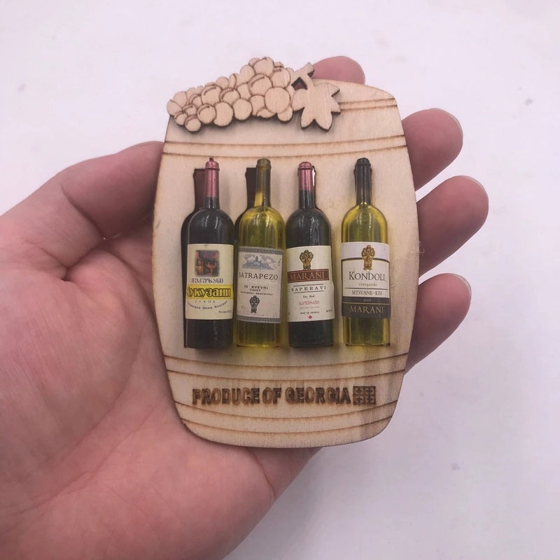 Cute 3D Red Wine Bottle Fruit Wooden Fridge Magnets for Kitchen Decoration|Home & Kitchen Accessories