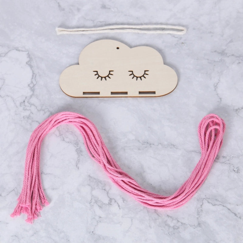 Nordic Style Cloud Wood Chip Hair Clip Holder with Decorative Wall Pendant | Hair Accessories Storage