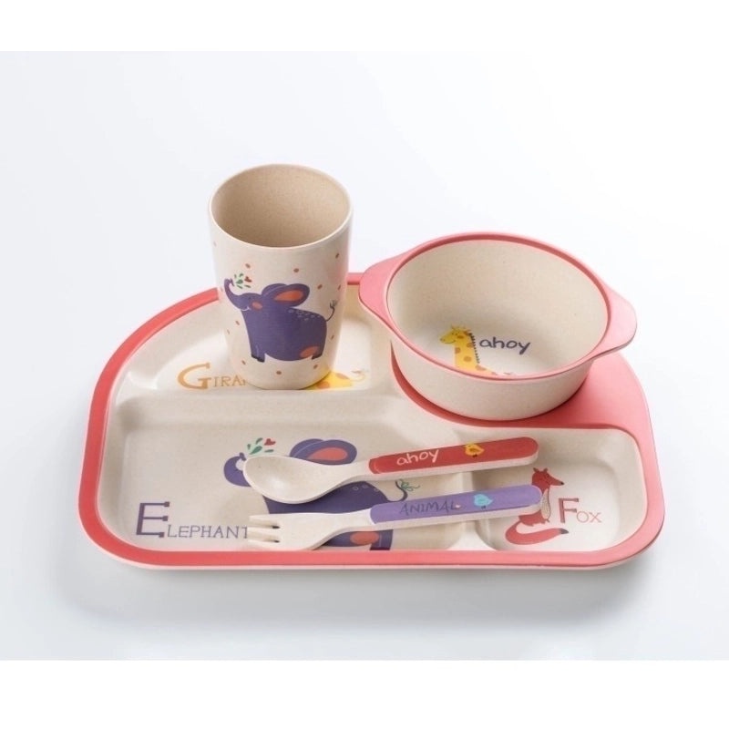 Adorable Cartoon Bamboo Fiber Tableware Set for Kids | Kids Tableware