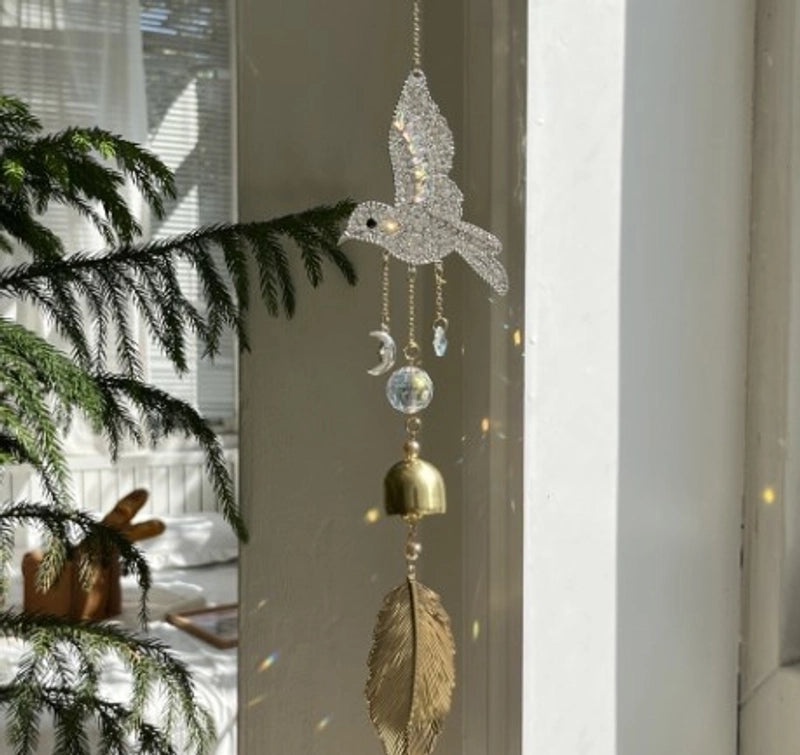 Rustic Bird Design Crystal Wind Chime for Home Decor|Outdoor & Garden Accessories