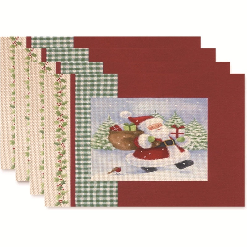 Nordic Christmas Tree Bow Knot Snowflake Linen Cotton Placemat|Home Decor & Tableware