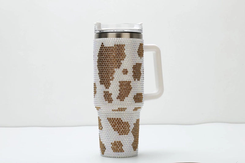 Stylish Cow Print Solid Color Stainless Steel Thermos Cup 304/201 Double Wall Insulated | Drinkware & Thermoses