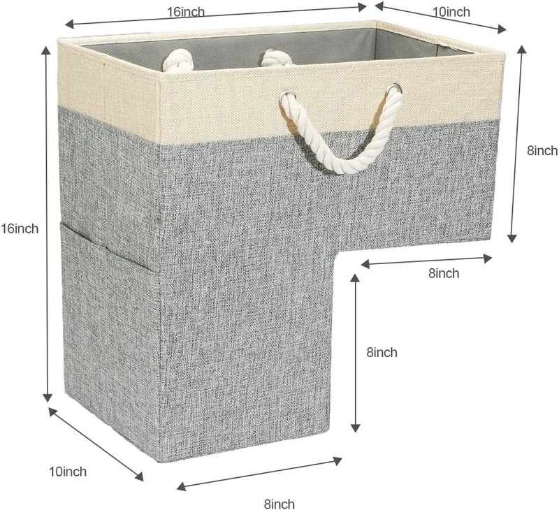 Creative Portable Stair Basket with Two-Tone Stitching Cotton Rope Handle | Home Storage & Organization