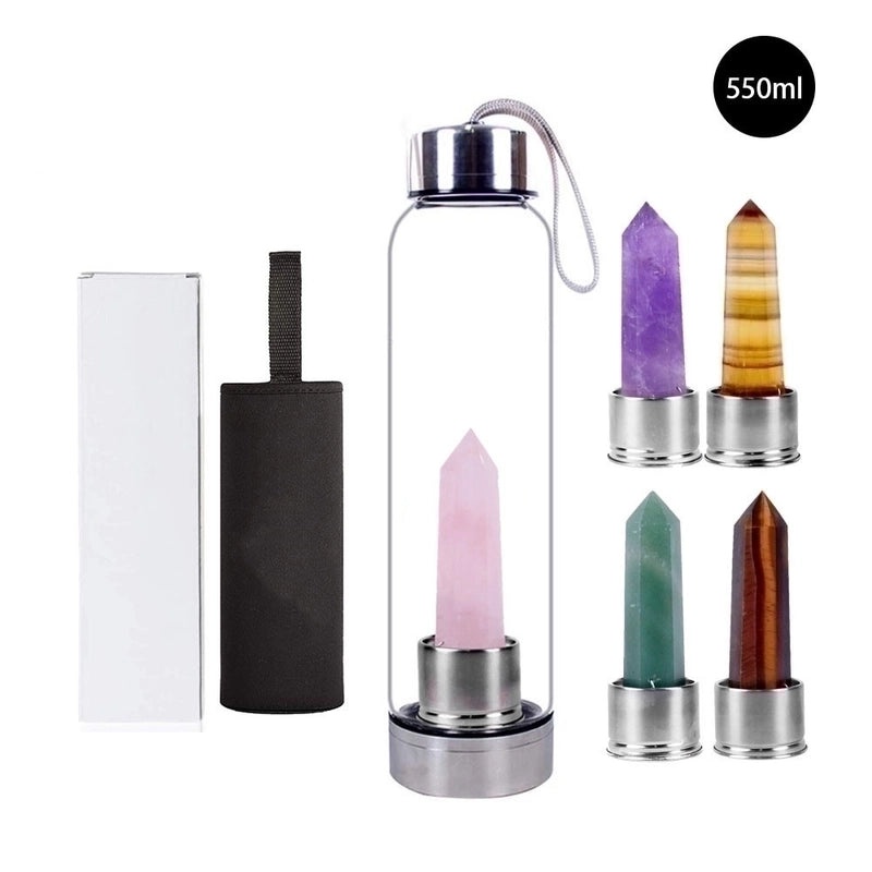 Natural Crystal Column Decor Stainless Steel Water Bottle | Home & Kitchen Accessories