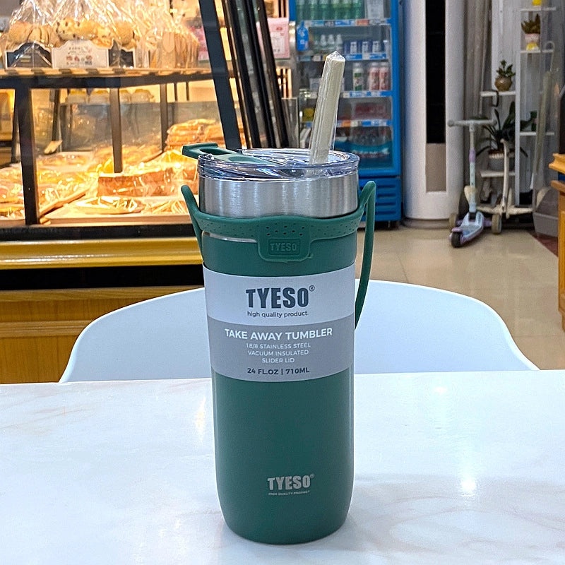 Portable Stainless Steel Vacuum Insulated Coffee Cup with Rope Handle for Outdoor, Car Use | Travel Mugs & Tumblers