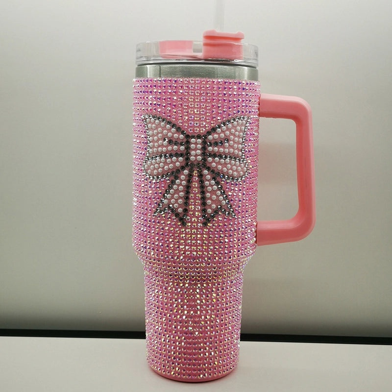 Stainless Steel Thermos Cup with Cute Bow Knot Design 304 Grade | Drinkware & Tumblers