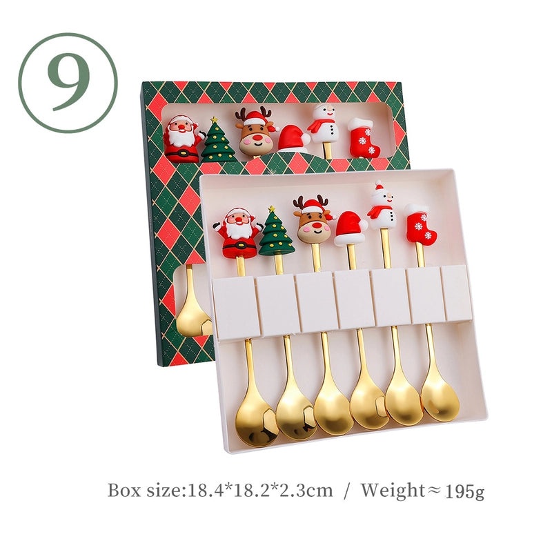 Funny Christmas Tree Dessert Spoon Creative Tableware Cartoon Spoon Suit Holiday Gift Idea|Kitchen & Dining