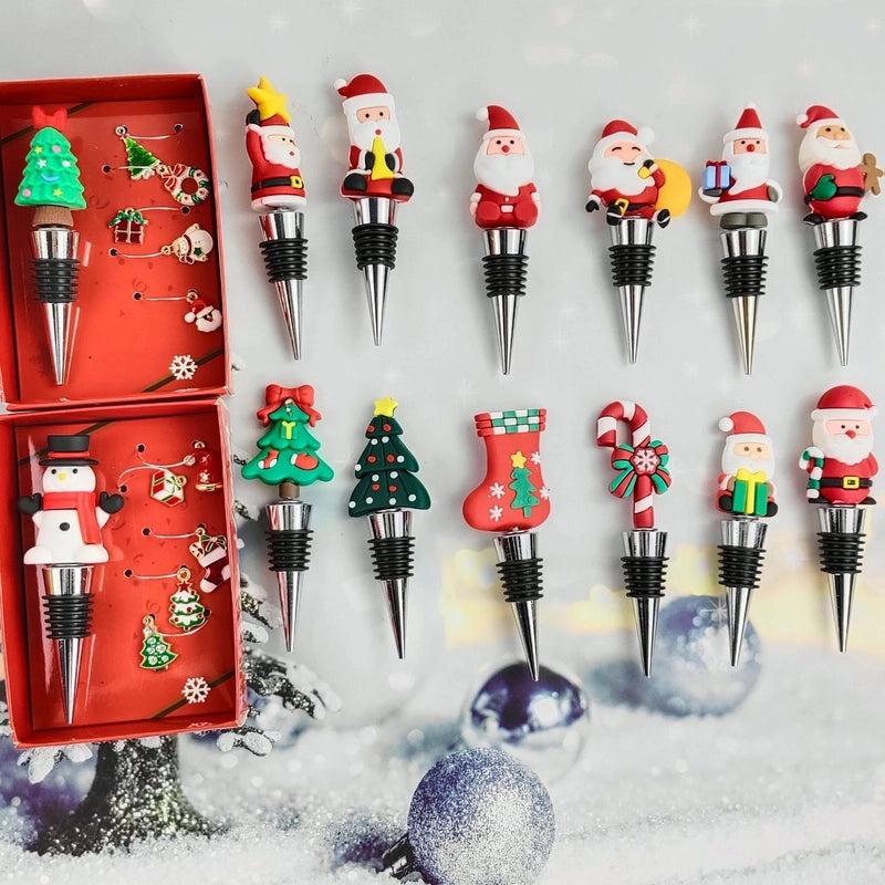 Christmas Santa Claus Wine Bottle Stopper with PVC and Alloy Silica Gel | Kitchen & Dining Accessories