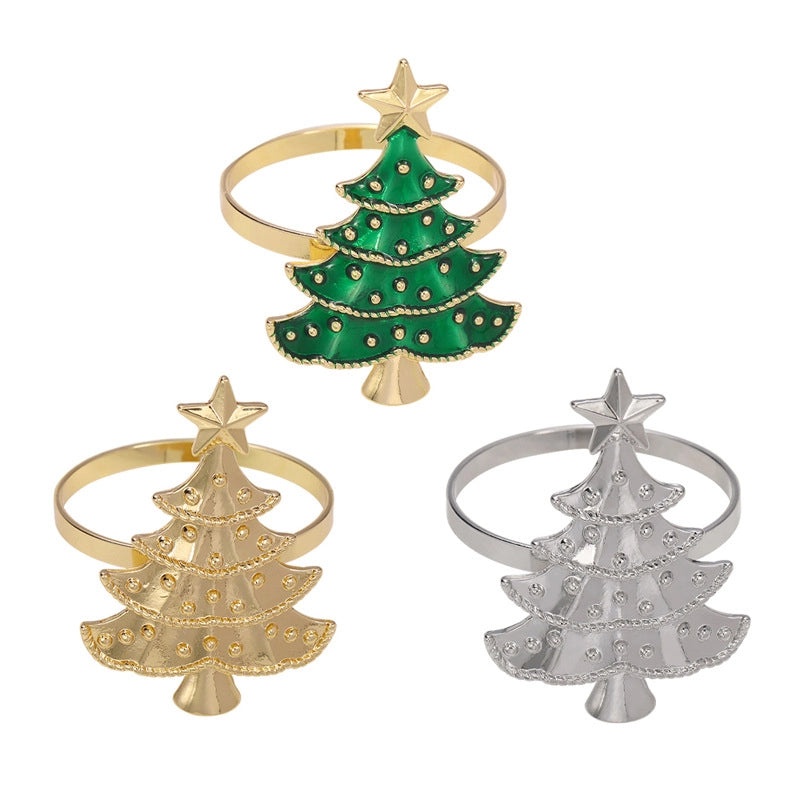 Elegant Christmas Tree Alloy Napkin Ring - Casual Holiday Table Decor | Tableware & Dining Accessories