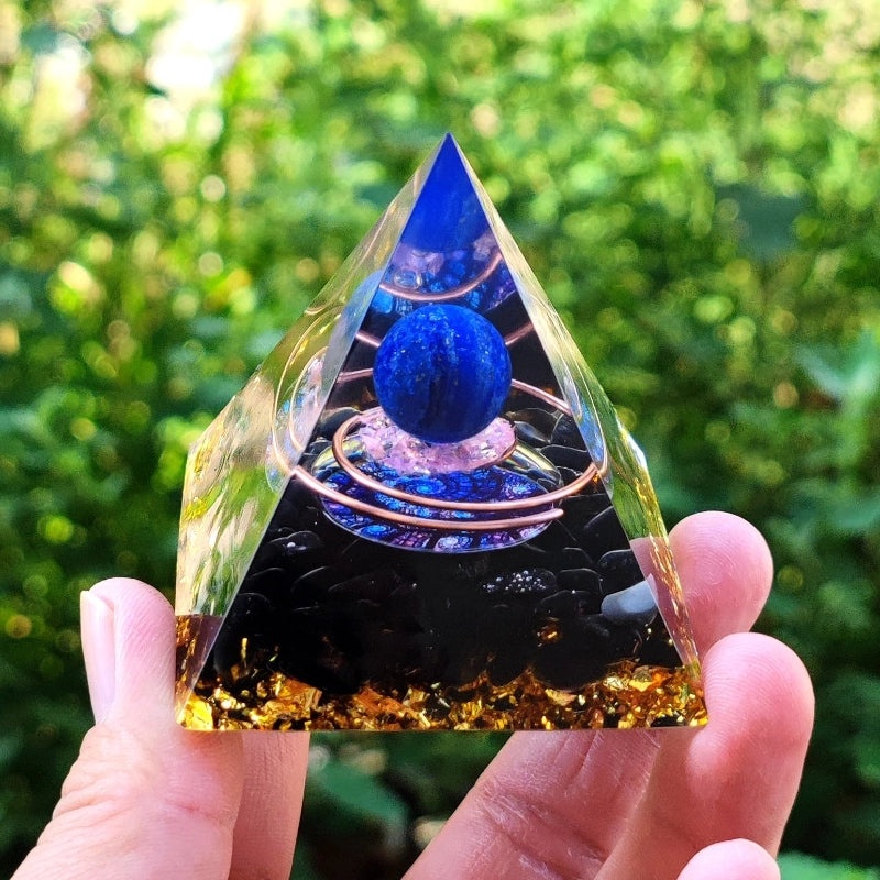 Pyramid Resin Crystal Ball with Decorative Pyramid Gravel | Home Decor & Accessories
