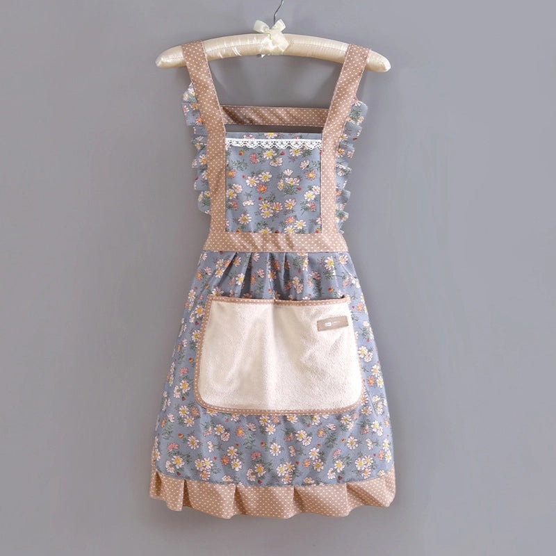 Charming Vintage Floral Polyester Apron for Women | Kitchen Aprons & Cooking Accessories