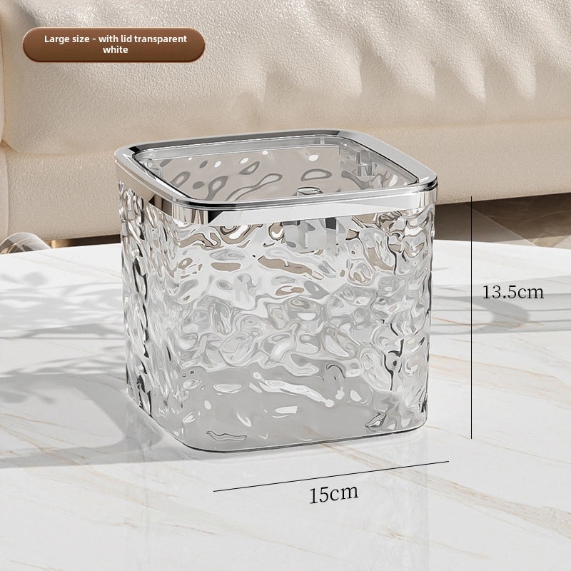 Mini Desktop Push-Open Trash Can Elastic Lid Sanitary Garbage Bin with Glacier Pattern for Car and Home Use|Home & Kitchen Storage