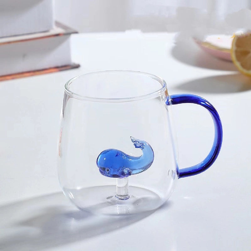 3D Animal Shape Glass Cup with Colorful Handle|Kitchen & Dining