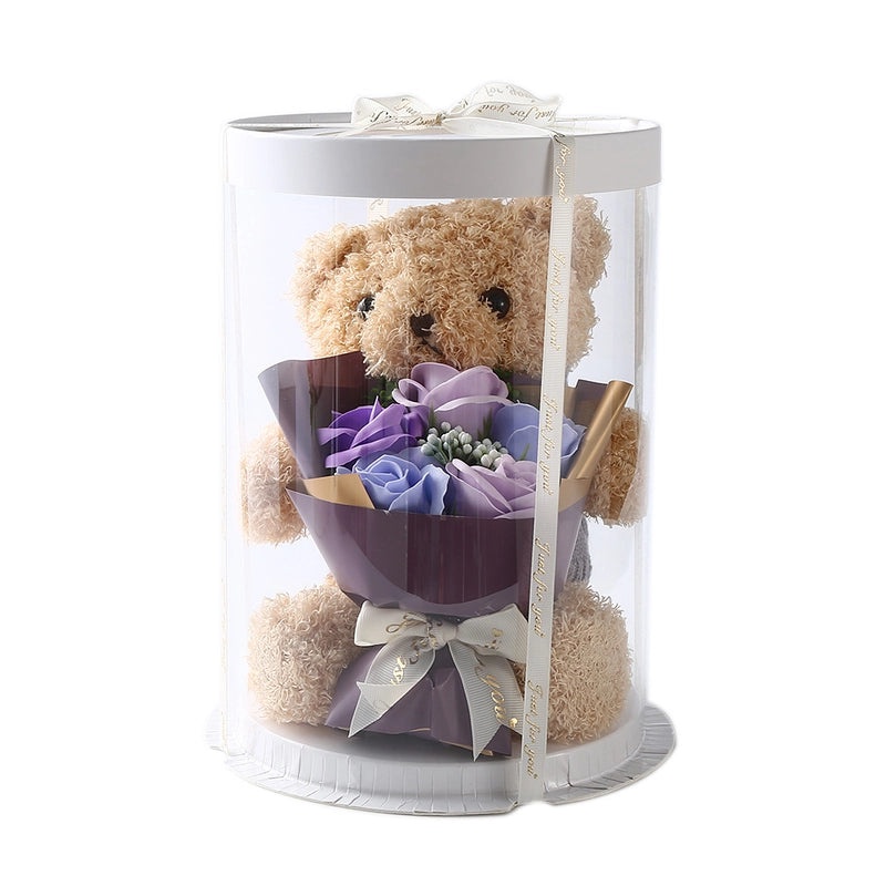 Soap Flower Bear Gift Box Romantic 520 Valentine's Day Birthday Present Adorable Teddy Bear Doll|Gifts & Accessories