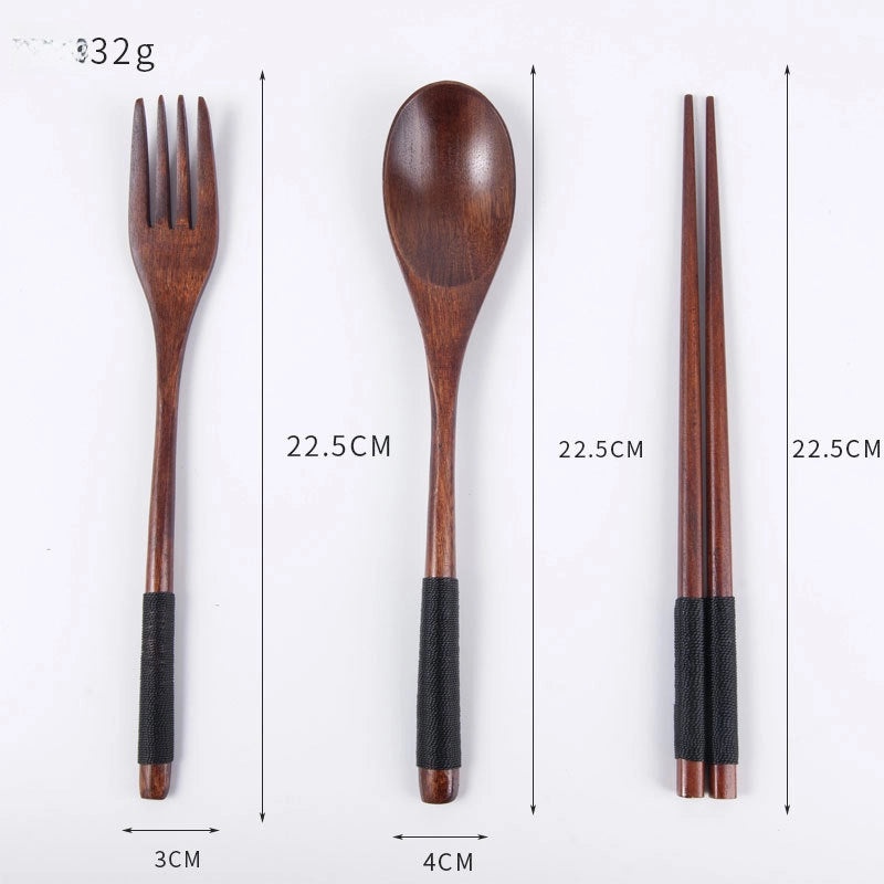 Japanese Style Wooden Tableware Set Phoebe 4-Piece Chopsticks Knife Fork Spoon|Kitchen & Dining Tableware