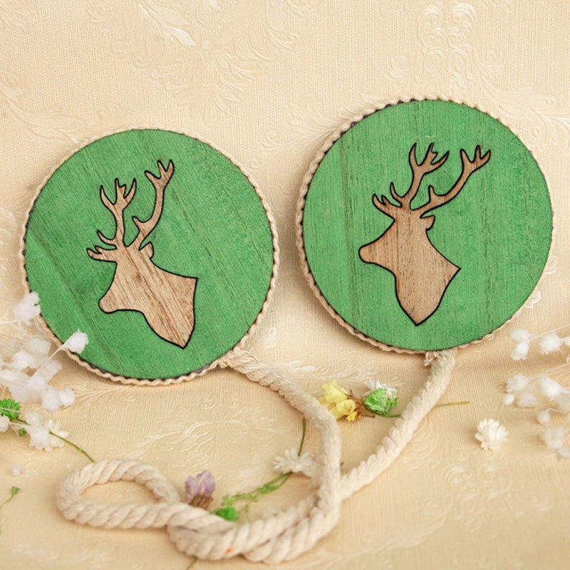 Adorable Cactus Deer Wooden Curtain Tieback | Home Decor Accessories